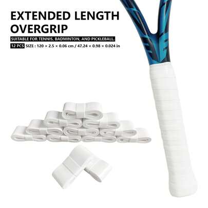 12pcs Tennis Racket Grips - Sweat-Absorbent & Anti-Slip, Durable PU Material - Size: 1200 X 25 X 0.6 Mm - Suitable For Tennis And Badminton Rackets