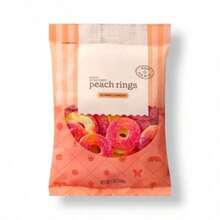 Sweet Peach Gummy Rings Candy, 7oz Bag, Soft Chewy Fruity Snacks For Kids Party Favors, Movie Night Treats, Office Dessert - 預設 - 查看 3