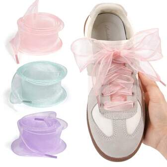 9 Pairs Wavy Mesh Widened Shoelaces With Bow Three-Dimensional Shaping, Best For Sneakers,Boots,Spring Color