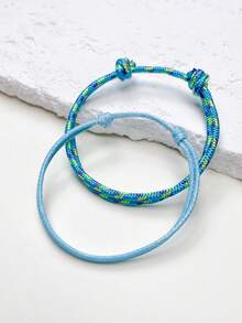 2 Stücke bunte Nylonseil gewachste Faden Armbänder, modisch verstellbar peruanisch geknüpftes gewebtes Armband für Alltag & Feiertage