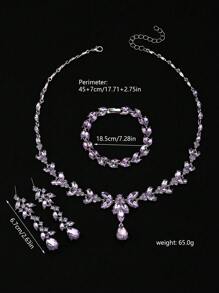 Conjunto de 4 piezas de collar de borlas con piedras de Rin, aretes y pulsera, joyería de aleación sexy con piedras de Rin brillantes, accesorios elegantes para mujer, fiestas y días festivos como el Día de Acción de Gracias