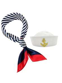 1 Set Assorted Sailing Patches Polyester Nautical Sailor Cap, Captain Hat, Party Hat, Cosplay Costume, Sailor Accessories, Unisex Hats, Beach Hat, Summer, Adult Party, Cruise Party, Sailor Theme, Bar, Nightclub, Carnival, Bachelor Party, Christmas, New Year