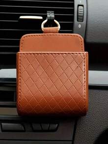 1 pieza Caja de almacenamiento para rejilla de ventilación del coche, organizador de cuero premium para el interior del automóvil, solución de almacenamiento multifuncional para teléfonos, gafas de sol, llaves, monedas, ajuste universal para la mayoría de los vehículos, fácil instalación, mantiene los artículos esenciales al alcance de la mano, mejora la organización del coche, perfecto para el viaje diario, viajes por carretera, viajes de vacaciones, accesorio de coche de moda, regalo ideal para conductores, elegante y práctico, adecuado para hombres y mujeres, imprescindible para un entorno de coche limpio y ordenado