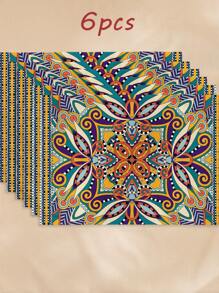6/4pcs Kitchen And Table Cloths, Bohemian Geometric Pattern Table Mats For Dining Room, Kitchen, Dining Table