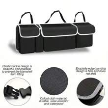 Sac de rangement pour le coffre de voiture, avec 4 poches, organisateur multifonctionnel pour le coffre, sac de rangement pour la banquette arrière avec 3 sangles réglables