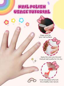 儿童水性可剥指甲油套装，快干指甲油，适合女孩、青少年的水性可剥指甲油，1 套 4 件 * 5ML 和 1 件 * 10ML 可剥指甲油，The Cap Redom 颜色，红色、粉色、橙色、黄色、绿色指甲油，美甲沙龙，美甲用品，儿童礼物，女孩，指甲油