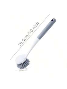1piece Long-Handled Reusable Cleaning Brush - Effective Household Decontamination And Dishwashing Tool For Sink, Stove, And Cup Cleaning - Uncharged, Easy To Use, And Space-Saving - Grey - View 2