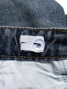 小男孩街头风格中度水洗可调节腰部破洞牛仔裤