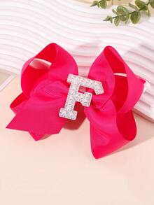 1 pieza Clip de pelo con perla y lazo con brillo con letras de la A a la Z, clip grande hacia arriba, adecuado para niñas, accesorio de pelo para niños, regalo - Rosa Fucsia - Ver 22