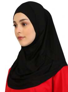 1 Stück einfarbige Frauenkopfbedeckung, modisch vielseitig bequemer Polyester Plissee Kopftuch, praktisches Kopftuch, Tudong, sofort lange Khimar Hijab, geeignet für den täglichen Gebrauch, alle Jahreszeiten