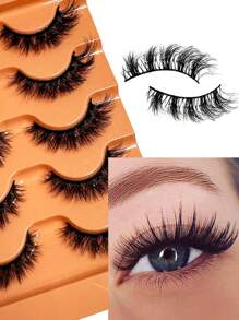 5 pares de pestañas postizas 5D, pestañas gruesas rizado ruso a imitación de pelo de mink