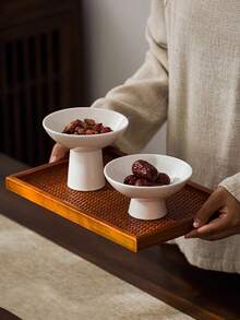 1 件简约复古陶瓷脚盘、茶点盘、水果盘、甜点盘、糕点盘、寿司和开胃菜盘、入口装饰、桌面装饰、珠宝收纳托盘