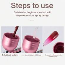 Portable Spray Gun With Air Compressor, Single Action Spray Gun For Nail Art, Crafts, Cake Decorating - Pink - View 8