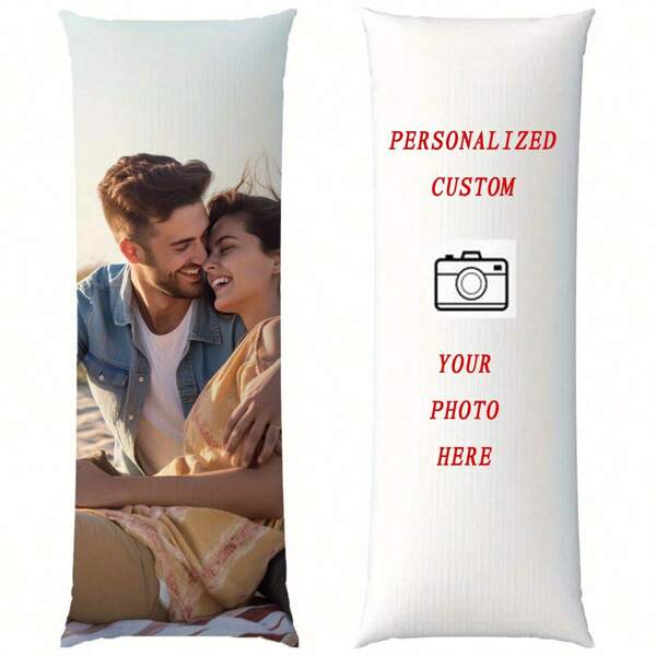 1pc Customized Picture Pillowcase, Personalized Double-Sided Customized Throw Pillow Cover (20"X59"), Unique Personalized Photo Or Text Long Body Pillow Cover, Ideal Personalized Gift For Girlfriend, Friend, Family Member, Suitable For Anniversary, Graduation, Housewarming, Wedding, Birthday, Suitable For Car, Sofa, Tea Room, Living Room