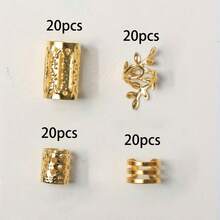 80/40件装混合金色脏辫发夹套装，个性化街头派对编织发夹，夏季发饰，女士夏季配饰，女士发饰，小精灵派对发夹，节日派对装扮发饰，金色金属光泽，礼物，旅行，女士礼物，美发用品，圣诞袜填充物