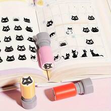 Reusable Cat Themed Stamp, Cute Expression Seal, Small Cat Mark, Teacher's Reward Stamp, Black Ink, Random Shell - one-size - View 3