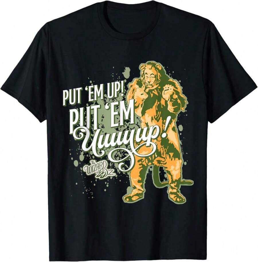 The Cowardly Lion Put Em Up Basic-Cotton T-Shirt - Black - View 1