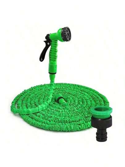 Tubo da giardino espandibile con pistola multi-funzione - tubo flessibile in PE arrotolato durevole per annaffiare, lavare auto, cure del prato e lavare gli animali domestici - include ugello regolabile, utilizzabile in tutte le stagioni, strumento per l'annaffiatura del giardino, design flessibile, connettori robusti