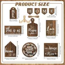 12 Pieces "This Is Us" HOME Brown Wooden Tray Ornaments Hanging Decoration Ornaments Suitable For Dining Living Room Bedroom Indoor And Outdoor Decoration Home Decoration Room Decoration Hanging Pendant Thanksgiving Gifts Christmas Gifts (No Tray) - Multicolor - View 2
