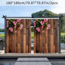 2 piezas Cortinas con diseño marrón para exteriores, cortinas para sombrear para patio, jardín, pasillo exterior, patio, porche, balcón, decoración de puerta de garaje