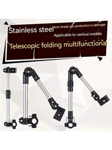 1 pieza Soporte ajustable para paraguas de acero inoxidable para bicicletas, sillas de ruedas, bicicletas, accesorios de carros de golf, con soporte para sombrilla giratoria a 180 grados para uso en exteriores, con soporte plegable, de aproximadamente 25 cm/9,84 pulgadas, incluye clip de fijación de paraguas y llave, marco 100% de metal, color negro, montura de paraguas versátil | Diseño de sujeción segura | Construcción de acero inoxidable, para refrescarse en verano, playa, viajes