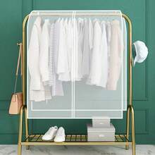 1Pc Translucent Garment Rack Cover Clothes Rack Cover Adult Kids Clothes Protector Waterproof Dustproof Clothes Closet Storage Organizer With Top Strap Design - White - View 11