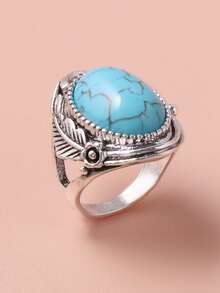 1 件女士放松石复古风格戒指，适合日常佩戴、约会、度假、婚礼 - 藍色的 - 查看 1