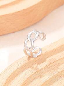 1 pieza Anillo ajustable de pareja de acero inoxidable hueco con diseño geométrico, regalo de joyería de moda para hombres y mujeres
