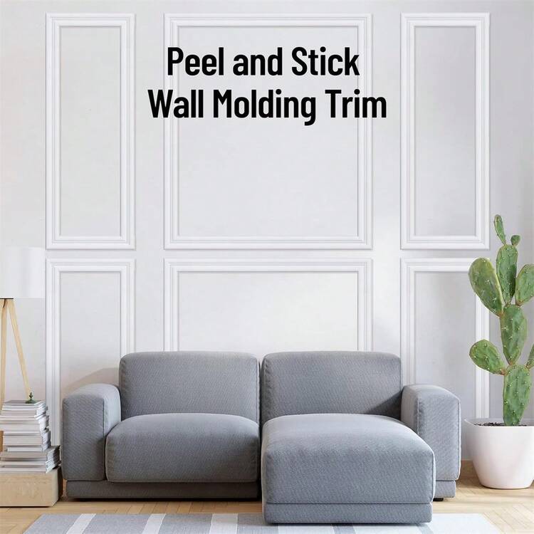 1pc 2m/78.74in Self-Adhesive 3D Wall Molding Trim, White Flexible DIY Wall Decor Strip, Suitable For Mirrors, Window Frames And Home Decor - Multicolor - View 9