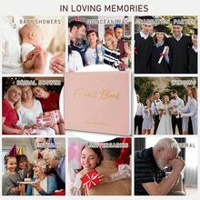 Wedding Guest Book, Guest Book Wedding Reception - Classic Baby Shower Guest Book, 100 Blank Pages For Bridal Shower Birthday Graduation Sign In And Photos, Beige - Pink - View 6