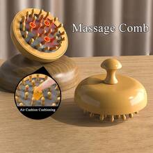 1/2 件手持仿木头皮和身体按摩器梳 - 仿木头部按摩刷，天然穴位经络治疗刷，用于头部放松、抗脂肪塑身、精油水疗和肌肉疼痛缓解，便携式木梳，适合日常使用 - 棕色 - 查看 10