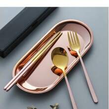 Set di posate in acciaio inossidabile da 3 pezzi con mestolo per zuppa, forchetta e bacchette, manico rinforzato, posate pratiche per studenti e uso all'aperto, per attività all'aperto, picnic o campeggio, set di posate portatile, regalo natalizio per la cucina, regalo per la festa del papà, completo di stoviglie, accessori per la cucina, natale, regali personalizzati