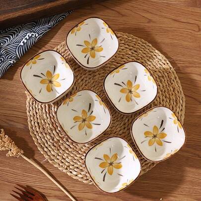 陶瓷蘸酱盘 家用调味盘 小盘子 精美蘸酱盘 复古餐具 小吃零食盘 学校用品