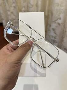 1 Stück Damen Mode Vintage Quadratische Piloten Oversized Schwarze Nicht-Verschreibungsbrille, Lässig Dekoration für täglichen Ausgang und Straßenfotografie
