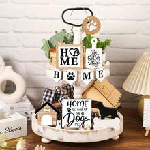 12pcs/Set Dog Home Dog Paw Prints Wooden Tray Ornaments Hanging Decoration Desktop Decorations For Dining Room Living Room Bedroom Holiday Room Hanging Decoration Home Decoration Christmas Gift Thanksgiving Gift Birthday Gift (No Tray) - Multicolor - View 7