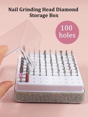 klimonla 指甲锉头收纳盒，指甲锉架，清洁粉尘展示盒，美甲工具收纳盒