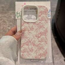 1 pieza Funda de teléfono elegante con patrón de animal del bosque rosa, de material de TPU floral rosa, compatible con Apple/Teléfonos, regalo de primavera - Blanco - Ver 4