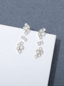 1pc Necklace + 1pair Earrings Fashionable Luxury Crystal Inlaid Necklace & Earring Set, Bridal Wedding Party Jewelry