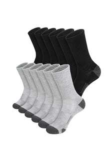 5 đôi tất thể thao bóng rổ cao đến bắp chân màu đen, trắng, xám cỡ lớn dành cho nam, tất đi làm, mùa thu - Nhiều màu - Xem 15