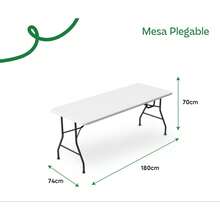 Mesa Plegable Portátil Swiss Navy 180*70*74 cm | Resistente, Amplia y Fácil de Transportar - Blanco - Ver 3