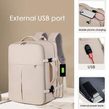 حقيبة ظهر مع منفذ شحن USB، حجرة أحذية، حقيبة ظهر قابلة للتوسيع، حقيبة ظهر جديدة ذات سعة كبيرة، حقيبة ظهر متعددة الوظائف للرجال والنساء، حقيبة أمتعة كمبيوتر للرحلات القصيرة، مادة مقاومة للماء والتآكل - الأزرق - مشاهدة 4