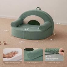 Blissful Diary Toddler Chair Comfy, Foam Kids Chair With Soft Teddy Plush, Toddler Reading Armchair With Cute Rainbow Designs- Blush Pink - Cây xô thơm xanh - Xem 3