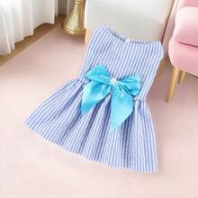 Happy Dog Theme Pet T-Shirt, Casual Spring/Summer Clothes For Poodle, Maltese, Bichon Frise, Yorkshire Terrier, Dogs & Cats, Princess Skirt - Blue - View 6