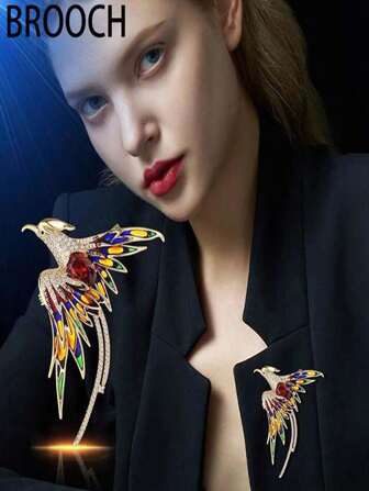 1pc Phoenix Revival Brooch, New Design High-End Lapel Pin, Fashionable High-Quality Decoration Accessory, Anti-Slip Backpack For School