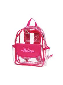 1pc Customizable Embroidered Name Transparent Backpack, Transparent Sports Outdoor Fitness Backpack, Casual Travel Visible Storage Bag, Large Capacity Waterproof Backpack, Summer Beach Holiday Travel Bag, Customized Student Name Transparent School Bag, Suitable For Daily Use, Can Be Given As A Gift To Family, Friends, Christmas, Easter, Spring Festival, Mother's Day, Father's Day, Women's Day, Valentine's Day, Teachers' Day, Nurses' Day, Birthday Gift