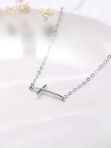 1 件女士 925 纯银简约十字架脚链，防过敏，经典款式，简约设计，休闲珠宝 - 白金 - 查看 5