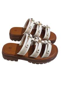 Damen Lässig Sandalen mit dicker Sohle, Sommer - Weiss - Übersicht 2
