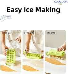 One-Touch Ice Mold . Instant Water Bottle . Zero-Contact Release, Easy And Fun - màu xanh lá - Xem 2