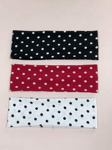 1件/2件/3件装 女士优雅甜美波点印花弹力运动头带，适合日常、健身、跑步、瑜伽等场合，吸汗发带头巾，时尚发饰，波西米亚风头带，优雅秋冬发饰，适合女士度假装扮，柔软头巾