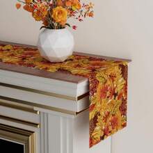Maple Leaves And Pine Cone Table Runner, Suitable For Kitchen, Dining Room, Dinner, Autumn Home Decor